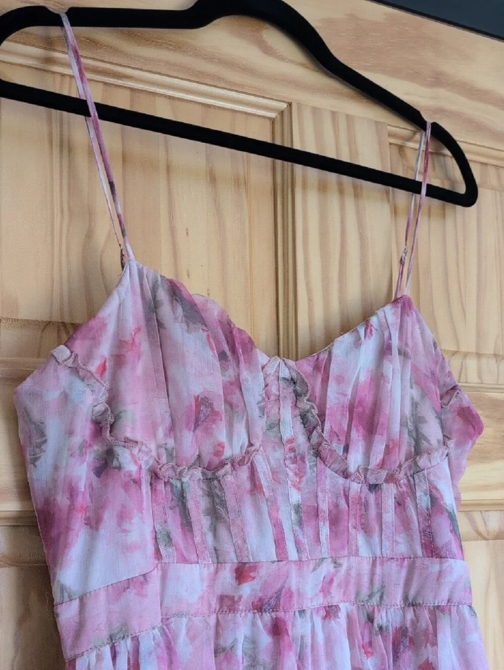 Novella Pink Floral Ruffled Bustier Lace-Up Maxi Dress -
Lulu's - Picture 2 of 14
